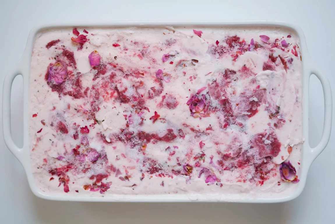 Rhubarb and Rose Frozen Yogurt | Golubka Kitchen