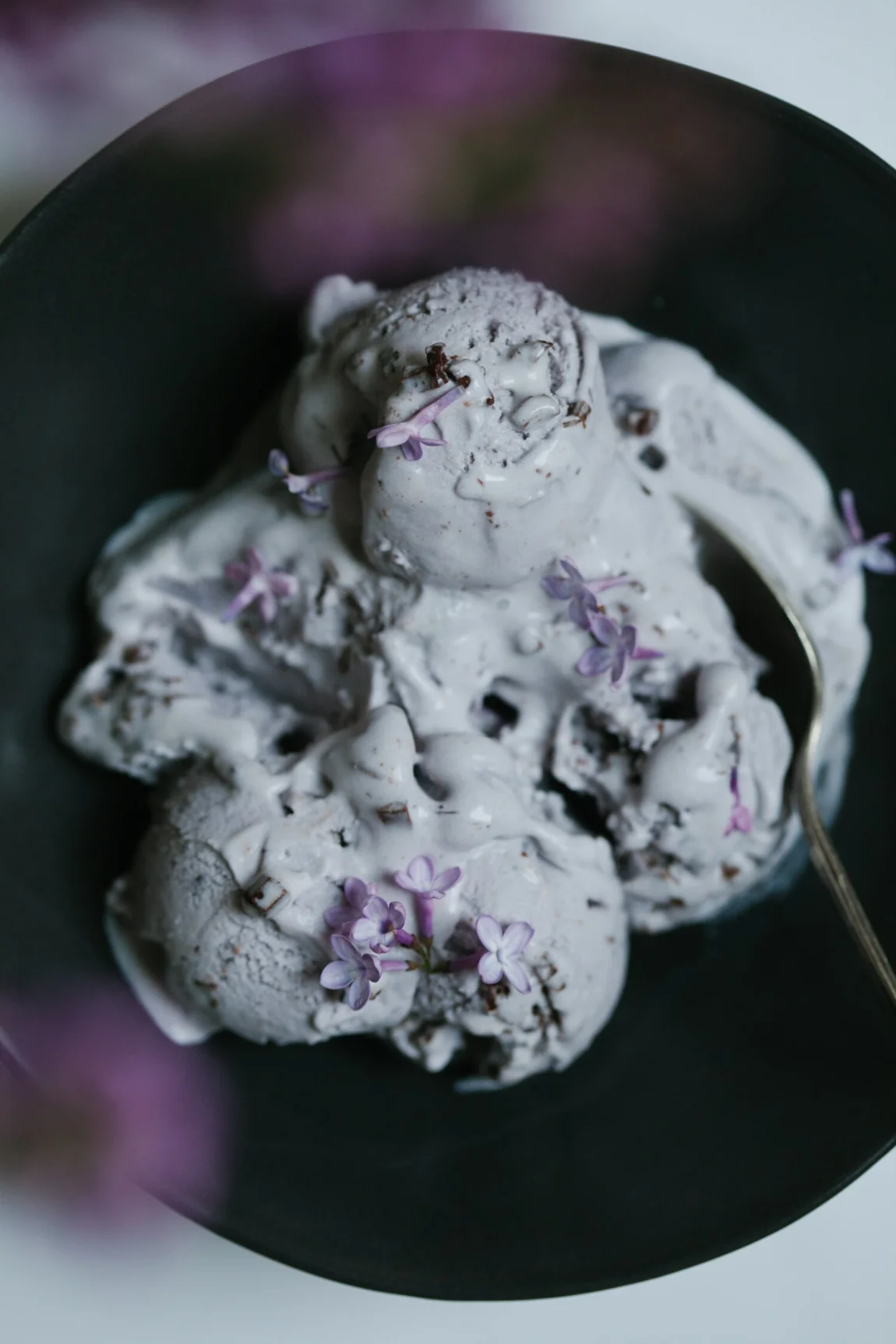 Lavender Ice Cream with Chocolate Tahini Bits | Golubka Kitchen