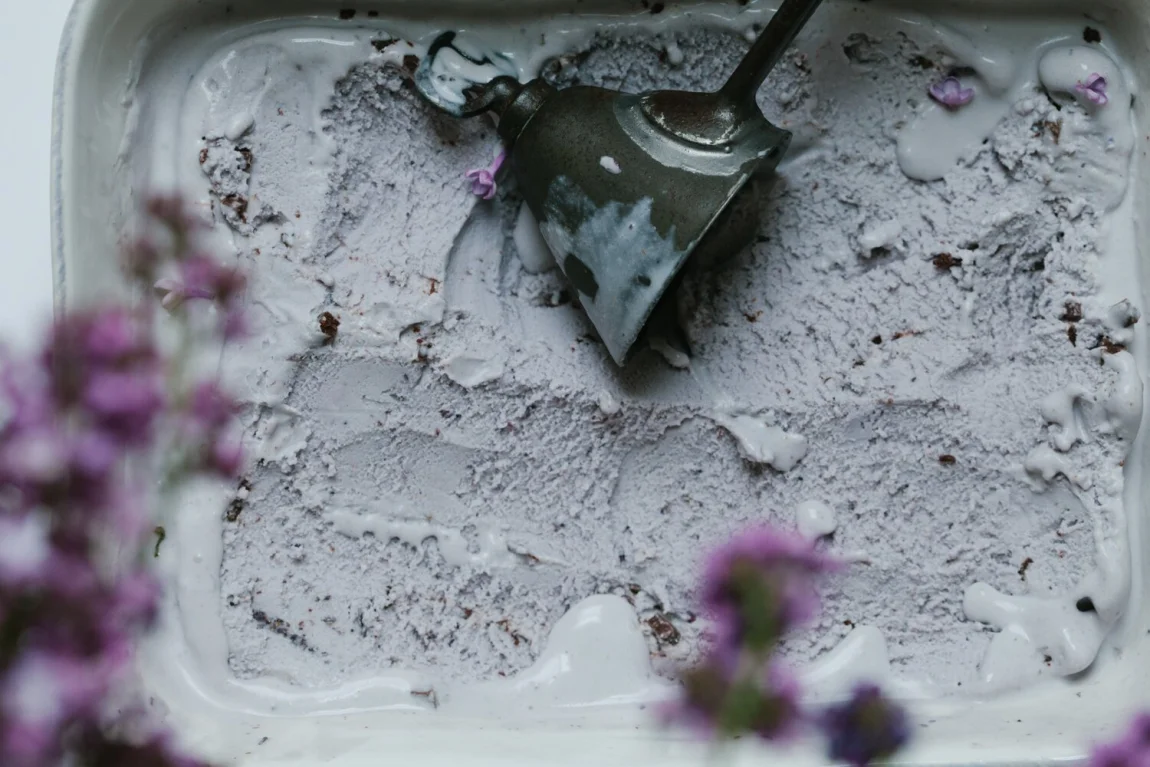 Lavender Ice Cream with Chocolate Tahini Bits | Golubka Kitchen
