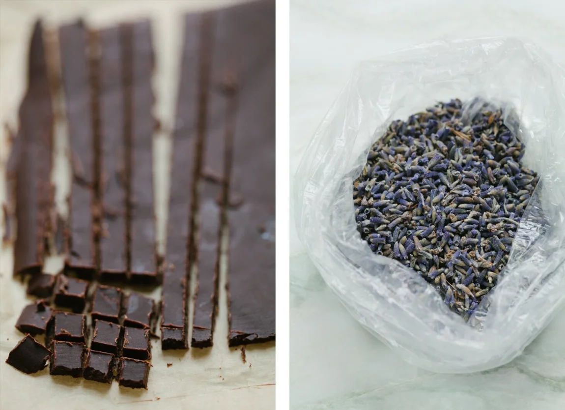 Lavender Ice Cream with Chocolate Tahini Bits | Golubka Kitchen