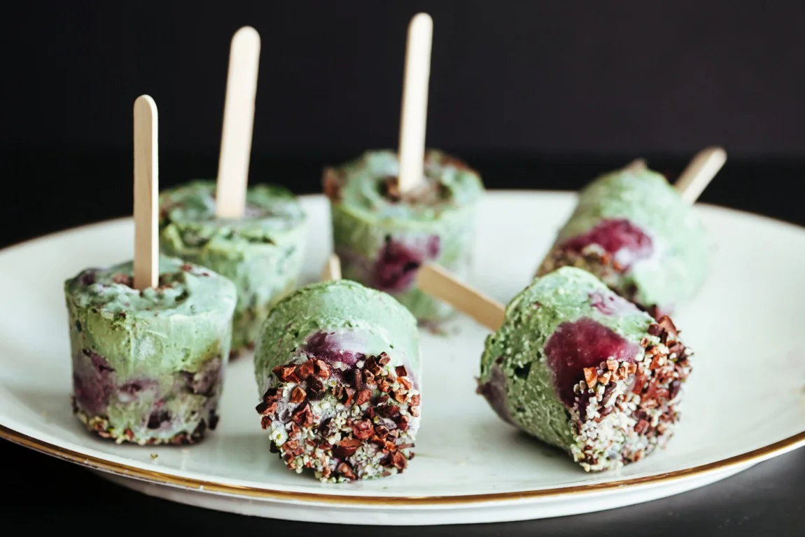 Superfood Cherry Garcia Pops w/ a Chocolate Core | Golubka Kitchen