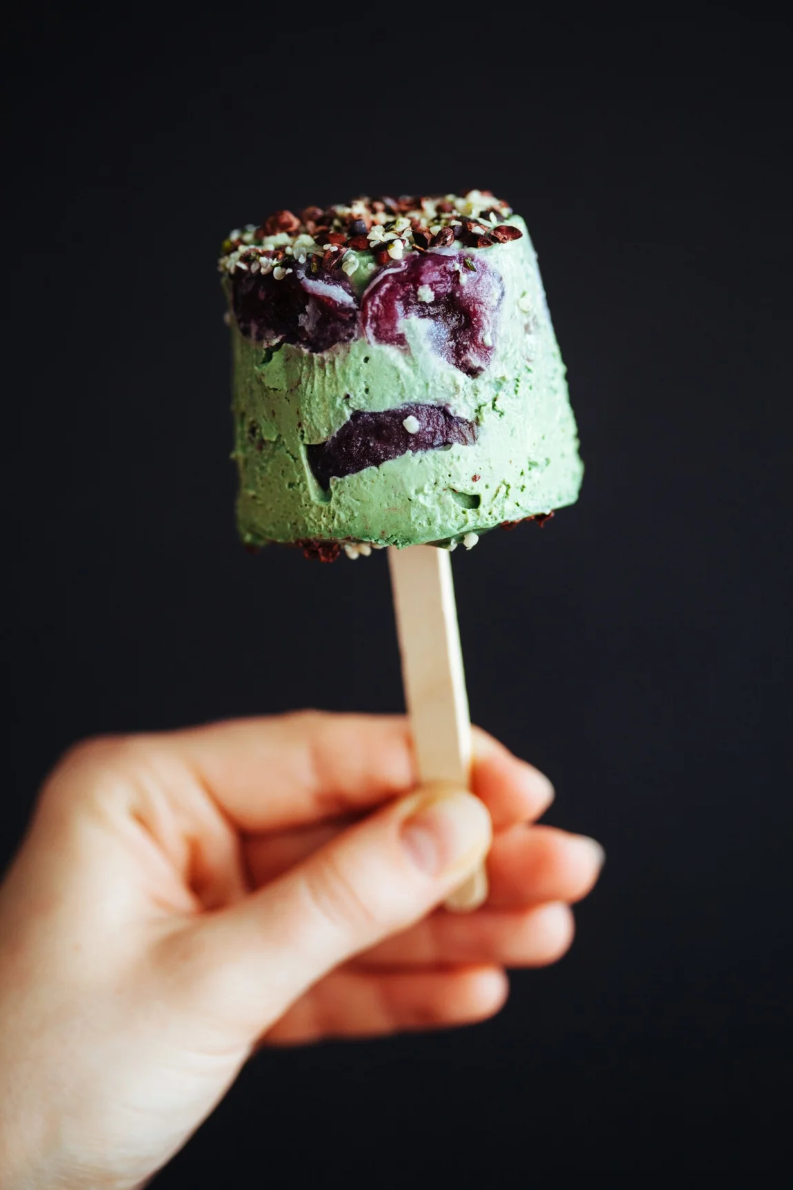 Superfood Cherry Garcia Pops w/ a Chocolate Core | Golubka Kitchen
