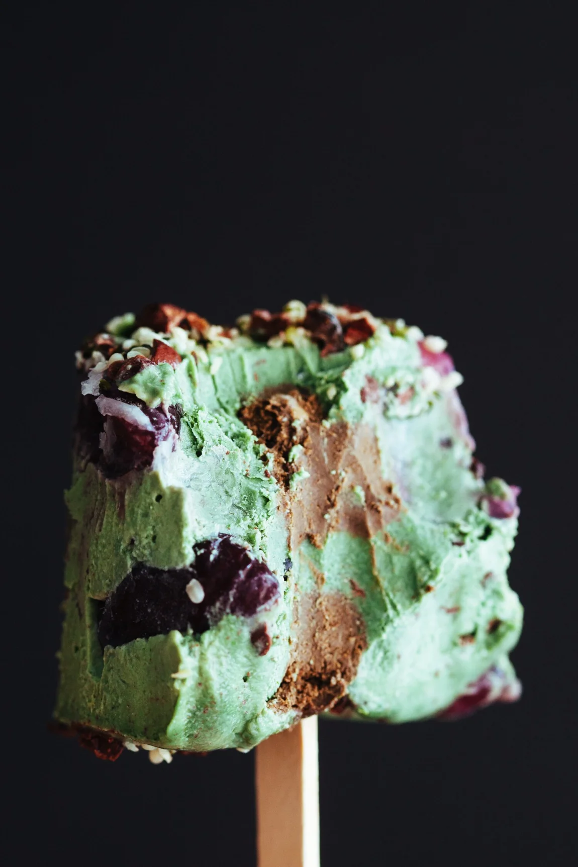 Superfood Cherry Garcia Pops w/ a Chocolate Core | Golubka Kitchen