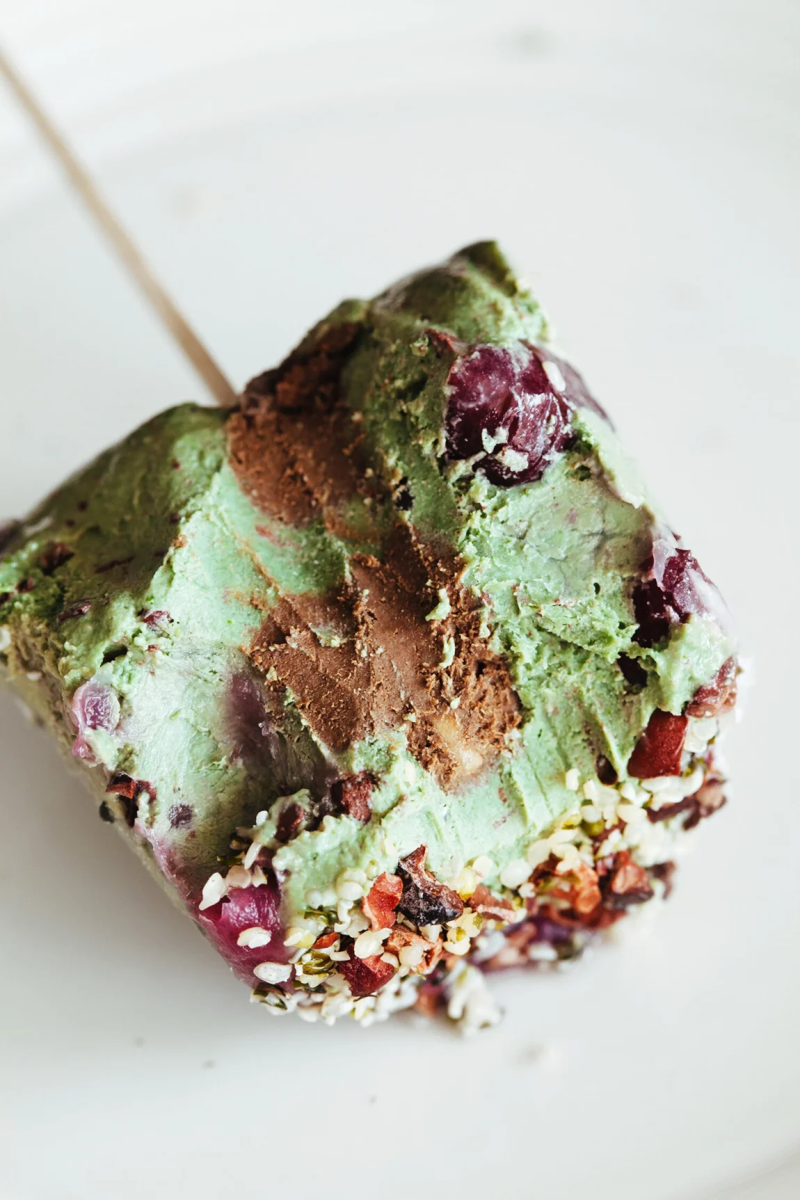 Superfood Cherry Garcia Pops w/ a Chocolate Core | Golubka Kitchen