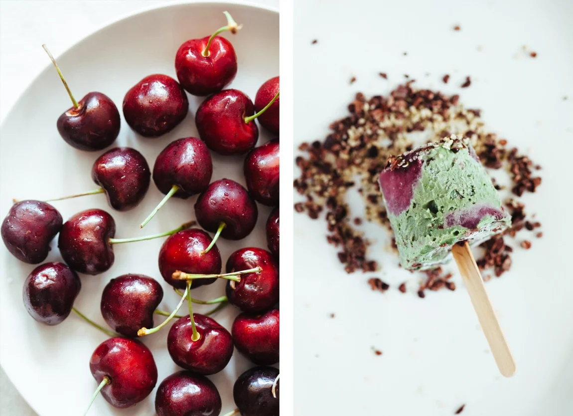 Superfood Cherry Garcia Pops w/ a Chocolate Core | Golubka Kitchen