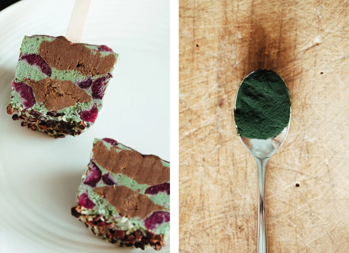 Superfood Cherry Garcia Pops w/ a Chocolate Core | Golubka Kitchen