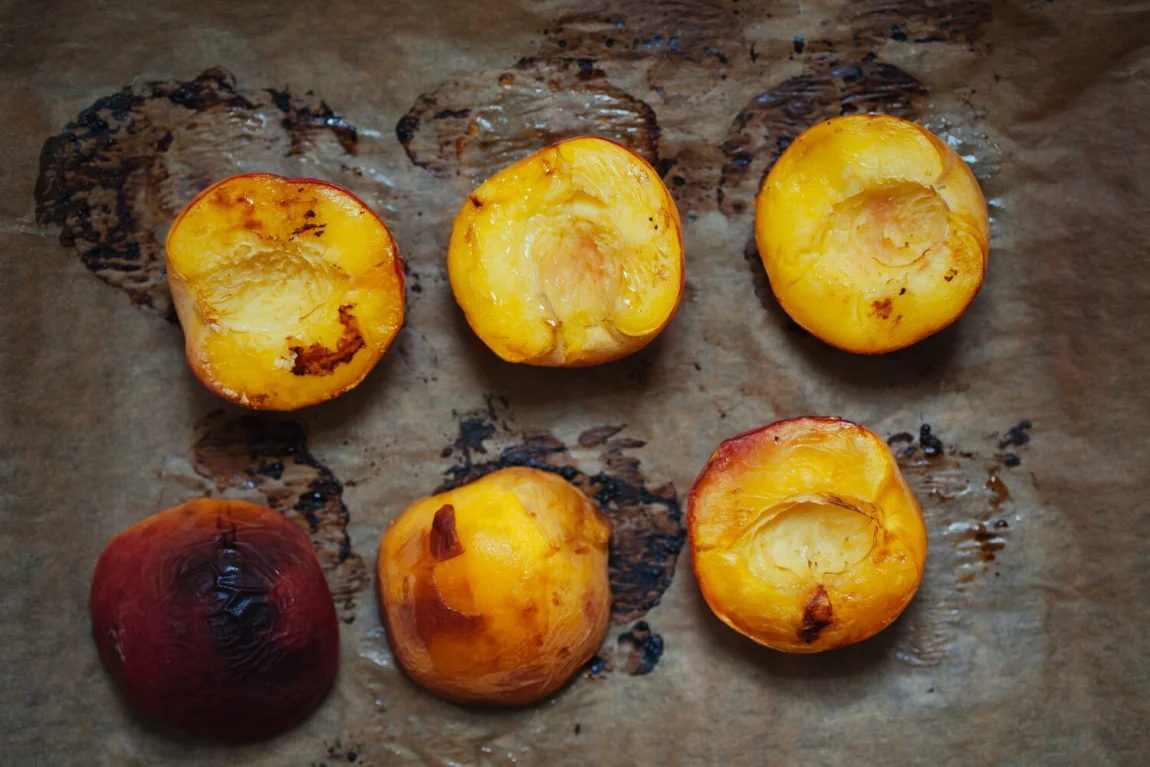Vegan Caesar Salad with Tempeh Croutons, Roasted Peaches and Corn | Golubka Kitchen