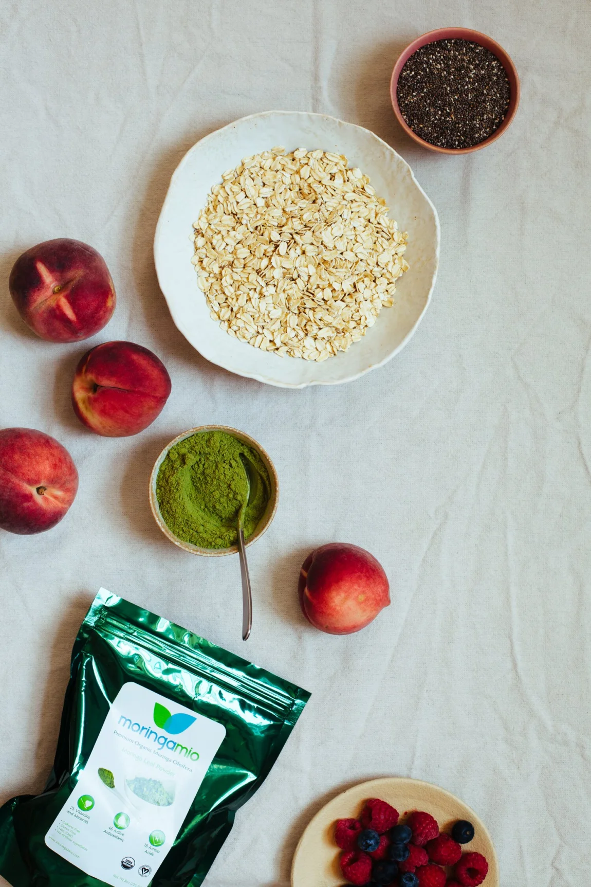 Peach and Avocado Overnight Oats with Moringa Powder | Golubka Kitchen