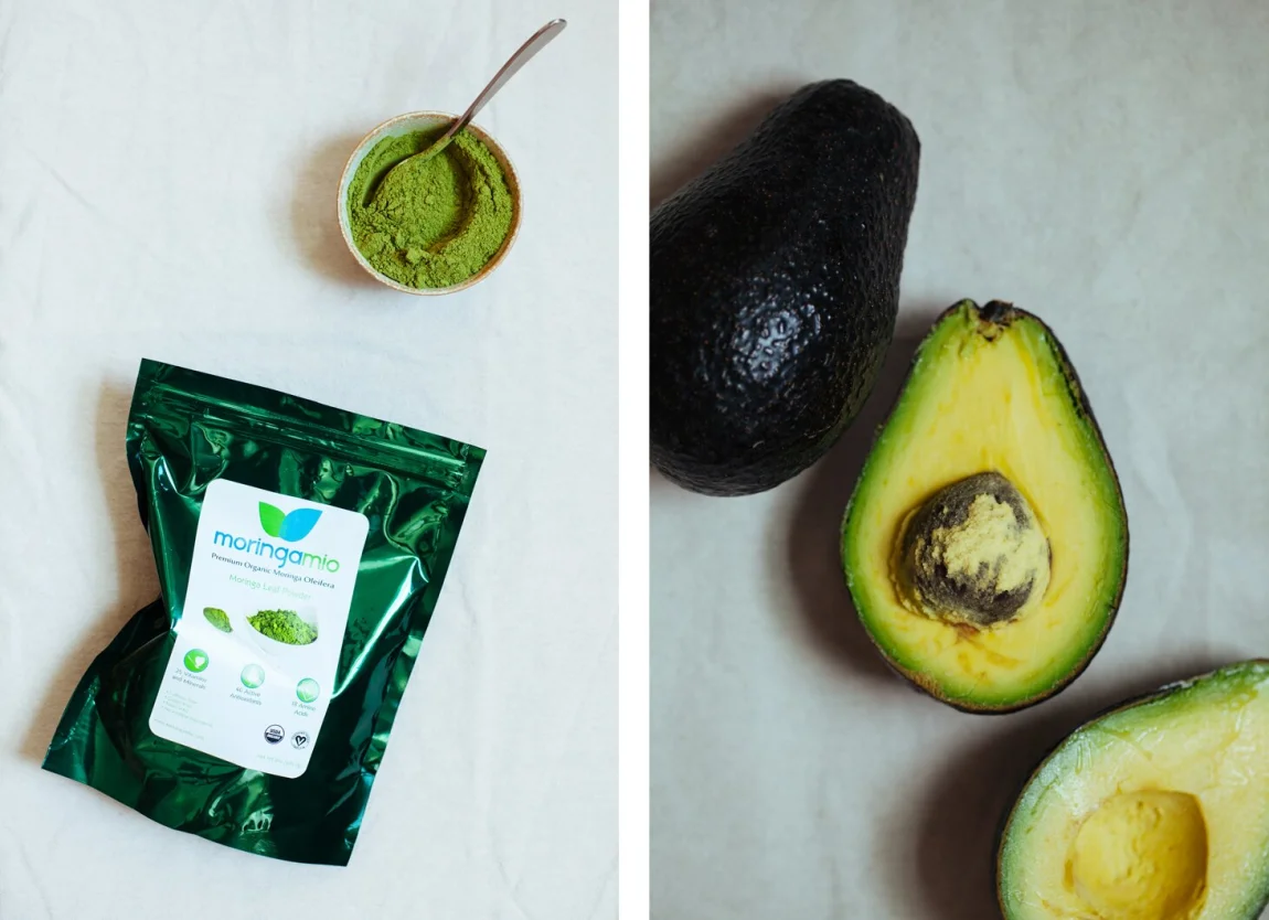 Peach and Avocado Overnight Oats with Moringa Powder | Golubka Kitchen