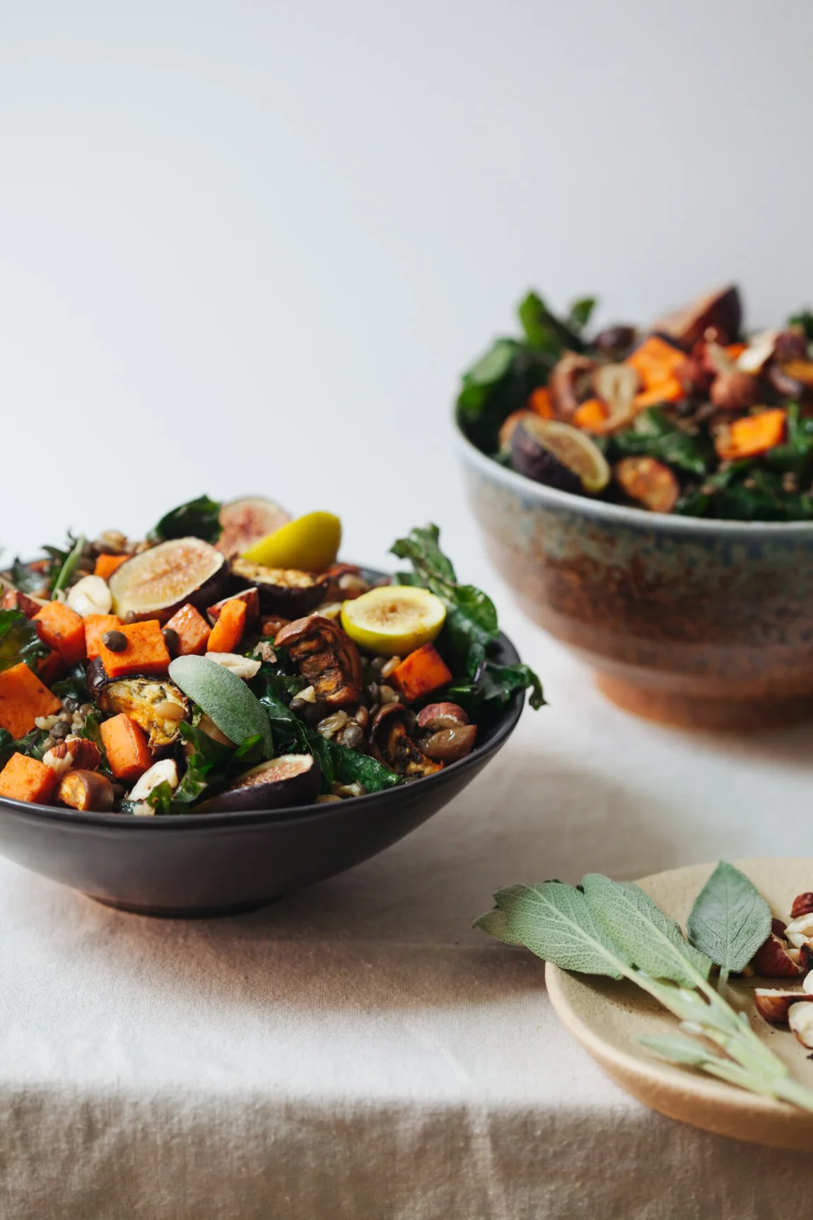 Fig, Sweet Potato and Eggplant Bowl with Hazelnut Vinaigrette | Golubka Kitchen