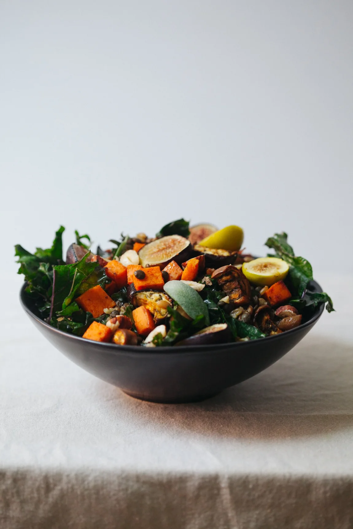 Fig, Sweet Potato and Eggplant Bowl with Hazelnut Vinaigrette | Golubka Kitchen