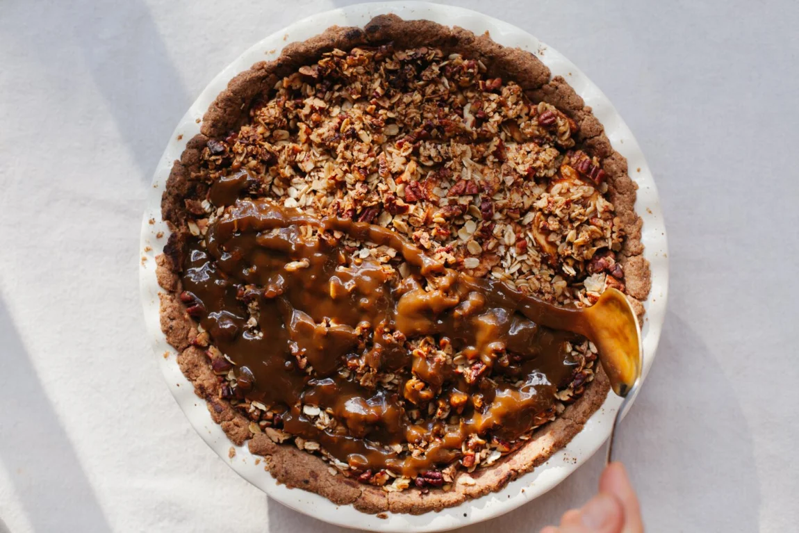 Apple Pecan Pie with Salted Pumpkin Caramel | Golubka Kitchen