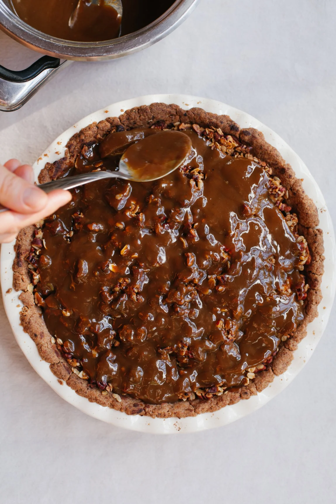 Apple Pecan Pie with Salted Pumpkin Caramel | Golubka Kitchen