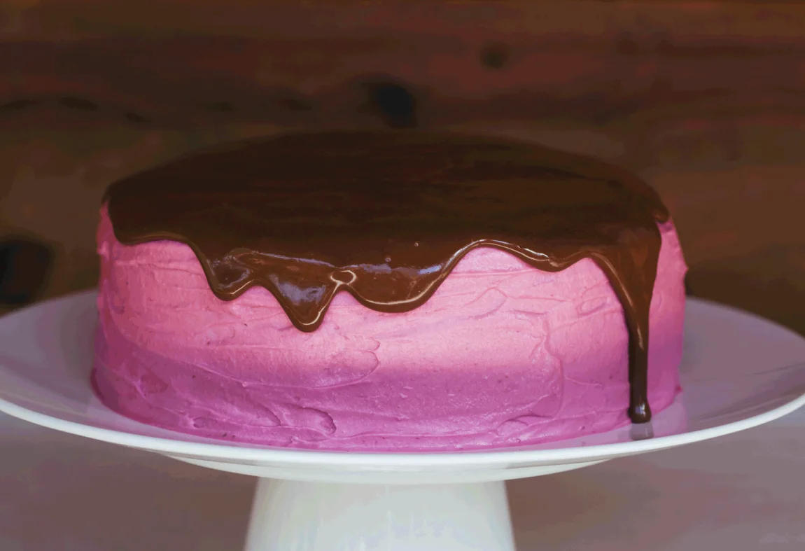 Chocolate Beet Layer Cake with Pink Frosting and Chocolate Ganache | Golubka Kitchen