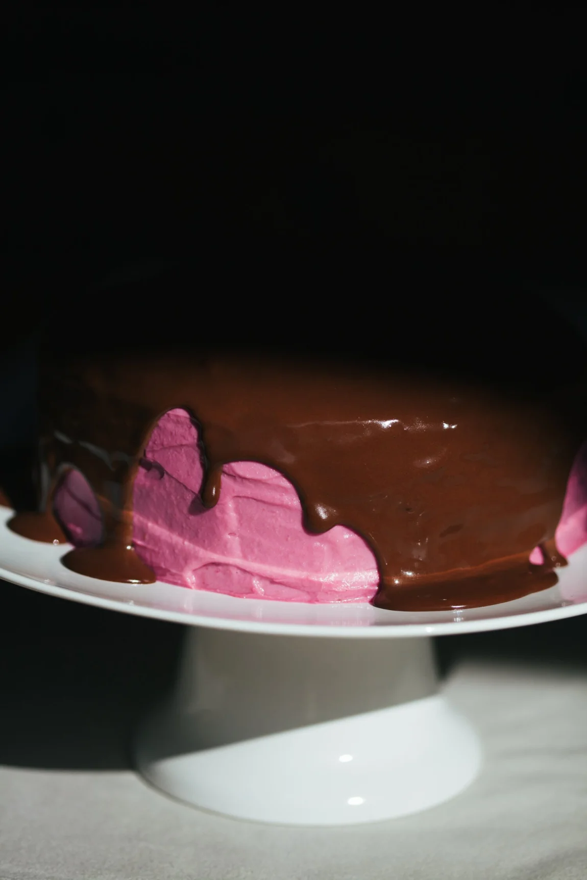 Chocolate Beet Layer Cake with Pink Frosting and Chocolate Ganache | Golubka Kitchen