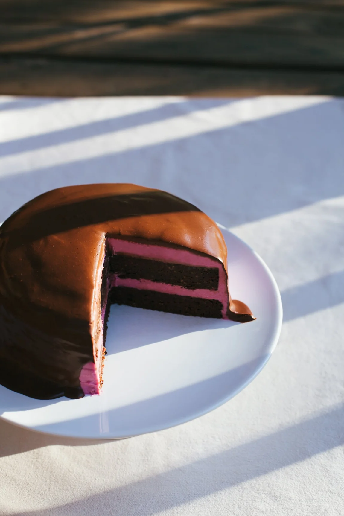 Chocolate Beet Layer Cake with Pink Frosting and Chocolate Ganache | Golubka Kitchen