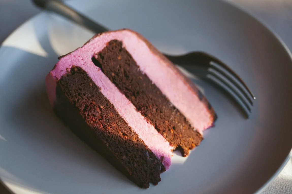 Chocolate Beet Layer Cake with Pink Frosting and Chocolate Ganache | Golubka Kitchen