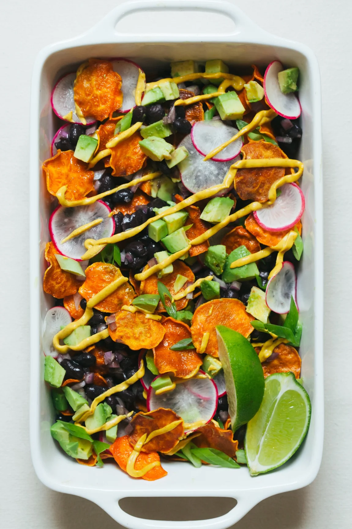 Sweet Potato Nachos with Cheesy Chipotle Sauce and All the Fixings | Golubka Kitchen