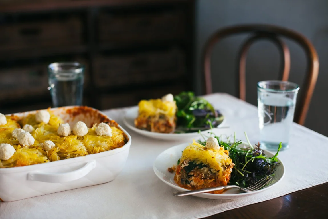 Spaghetti Squash Mung Bean Lasagna - Golubka Kitchen