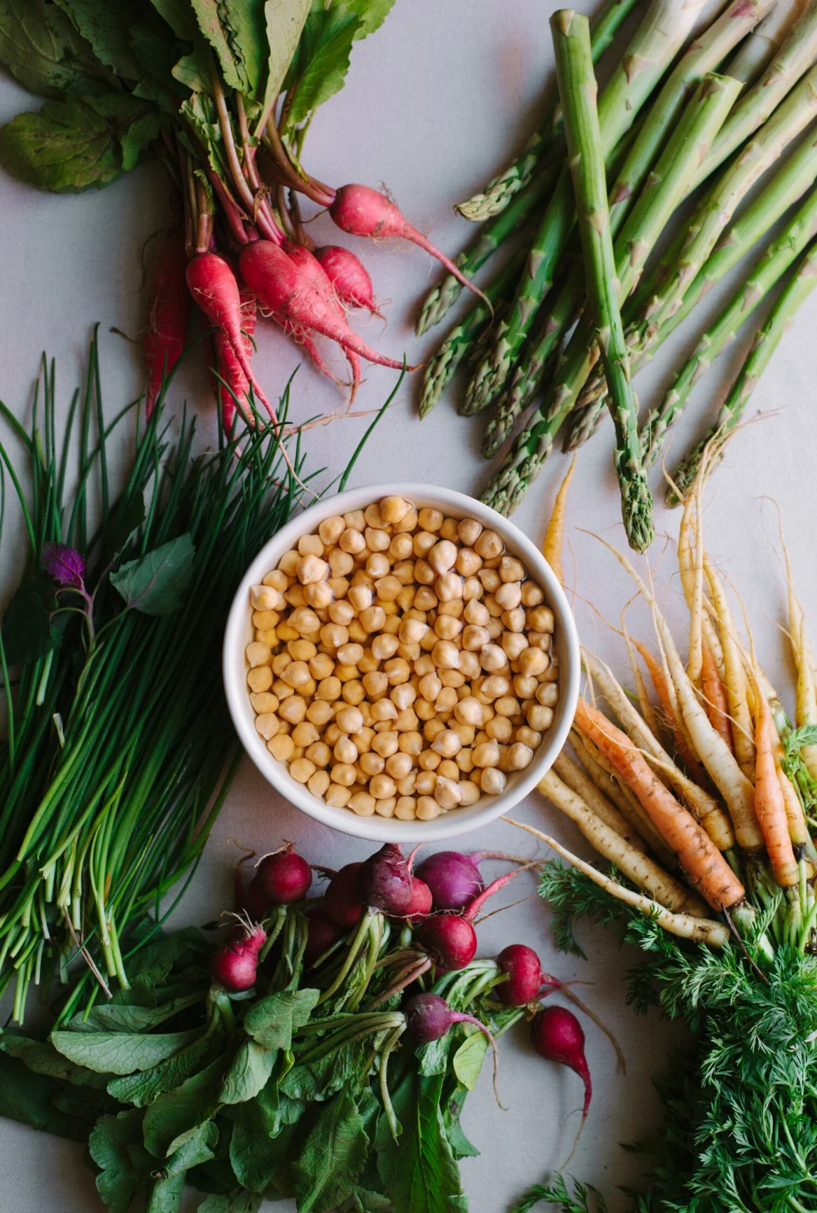 Spring Vegetables with Smoky Chickpea Croutons and Avocado Aioli - Golubka Kitchen