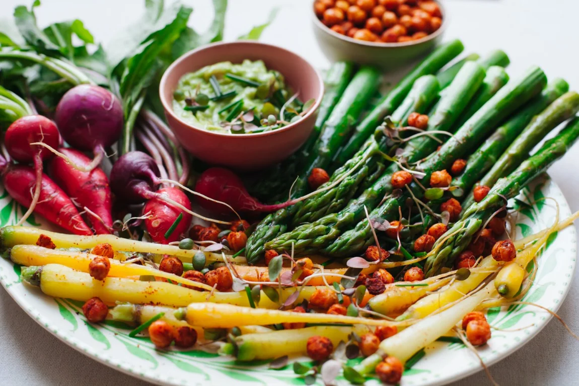 Spring Vegetables with Smoky Chickpea Croutons and Avocado Aioli - Golubka Kitchen