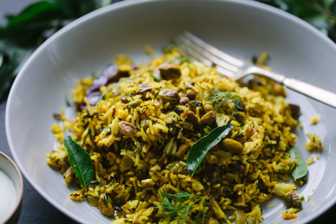 Lime and Dill Rice with Pistachios from Vibrant India - Golubka Kitchen