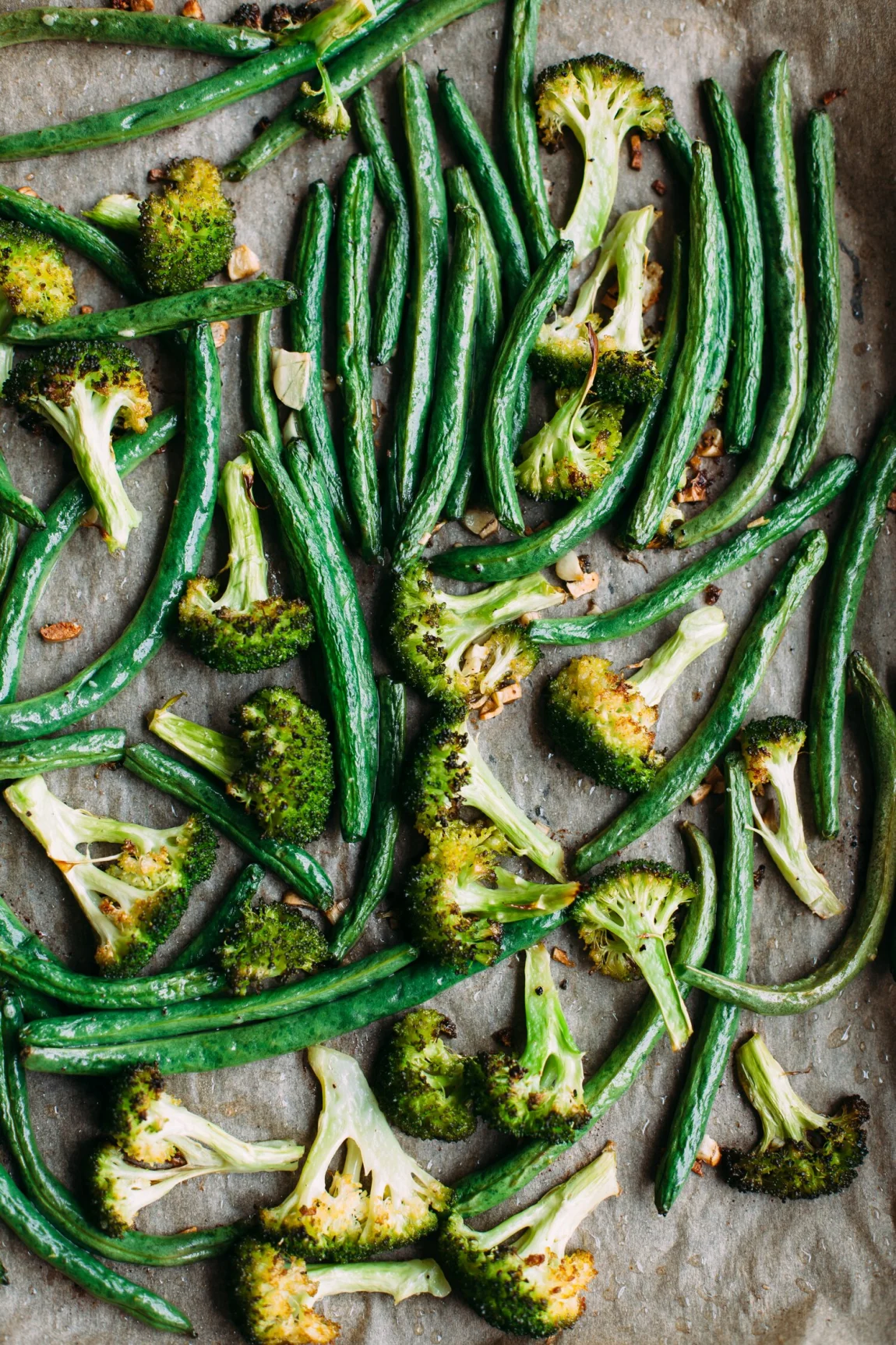 Creamy, Garlicky Fettuccine with Roasted Green Vegetables - Golubka Kitchen