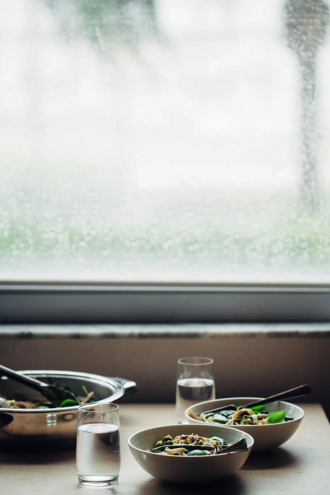 Creamy, Garlicky Fettuccine with Roasted Green Vegetables - Golubka Kitchen