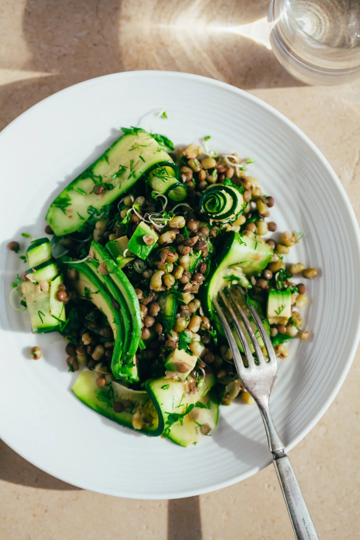 Fennel Marinated Zucchini and Mung Beans - Golubka Kitchen