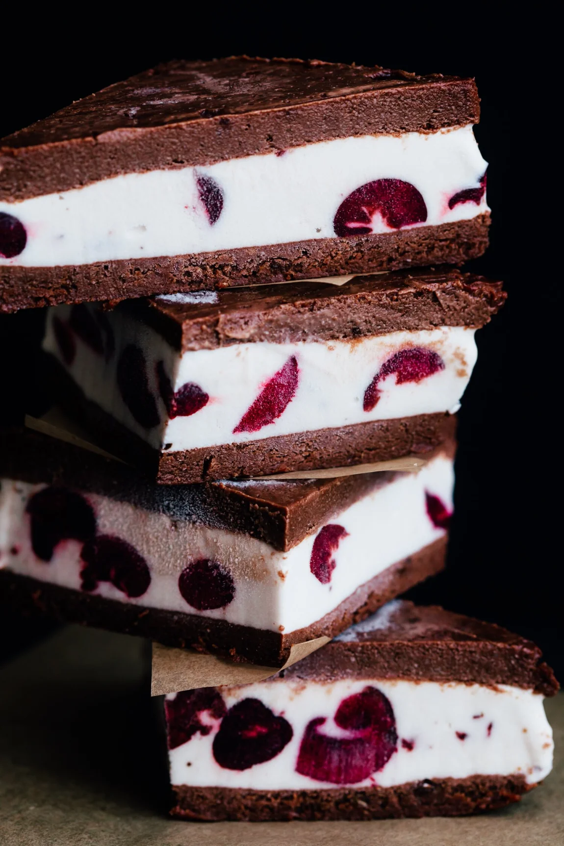 Chocolate Brownie and Cherry Ice Cream Sandwiches - Golubka Kitchen