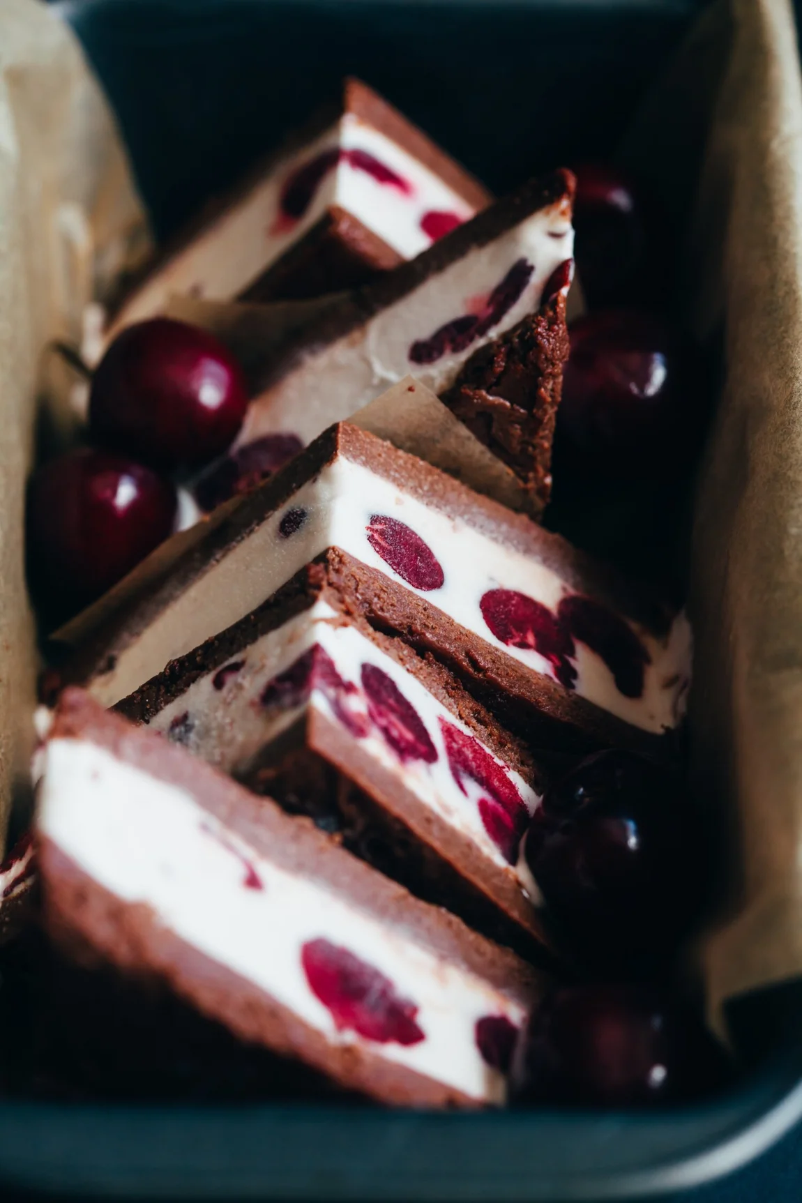 Chocolate Brownie and Cherry Ice Cream Sandwiches - Golubka Kitchen