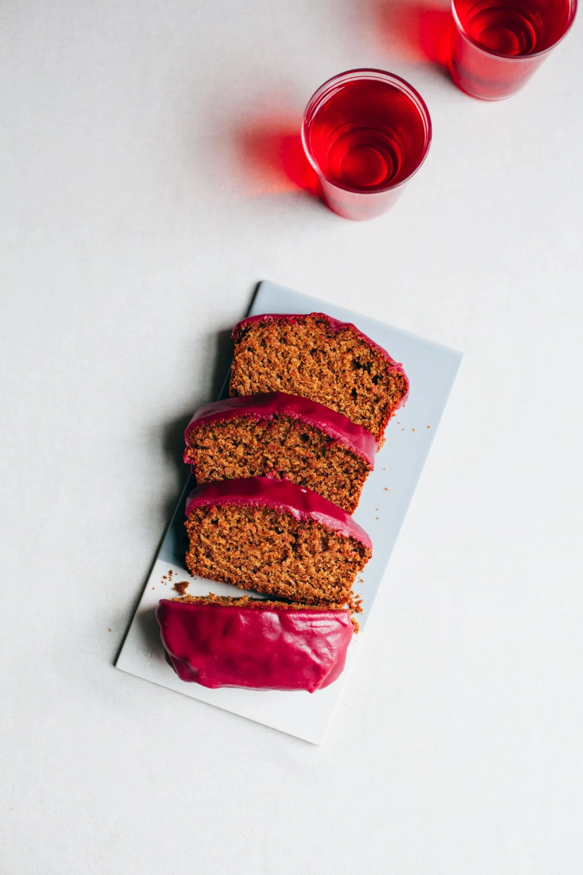 Olive Oil Loaf with Hibiscus Beet Icing - Golubka Kitchen