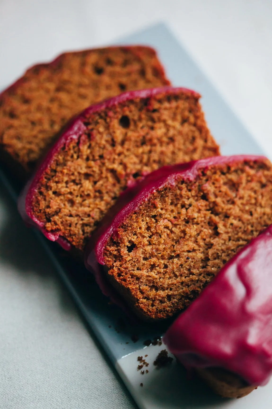 Olive Oil Loaf with Hibiscus Beet Icing - Golubka Kitchen