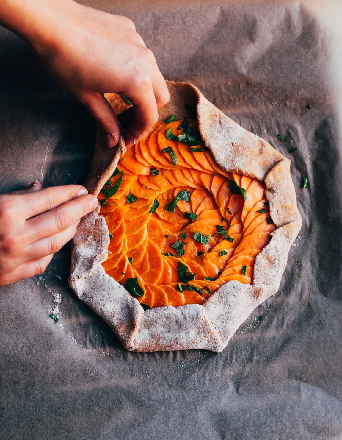 Sweet Potato Galette with Magic Green Sauce - Golubka Kitchen