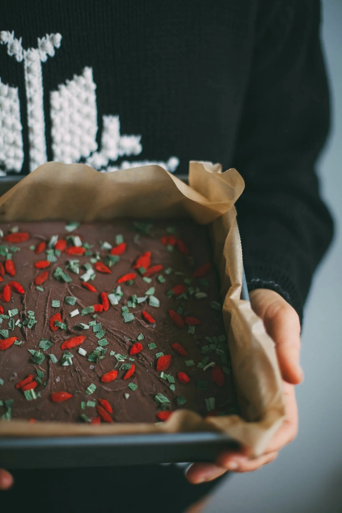 Chocolate Fudge with Fresh Sage and Goji Berries - Golubka Kitchen