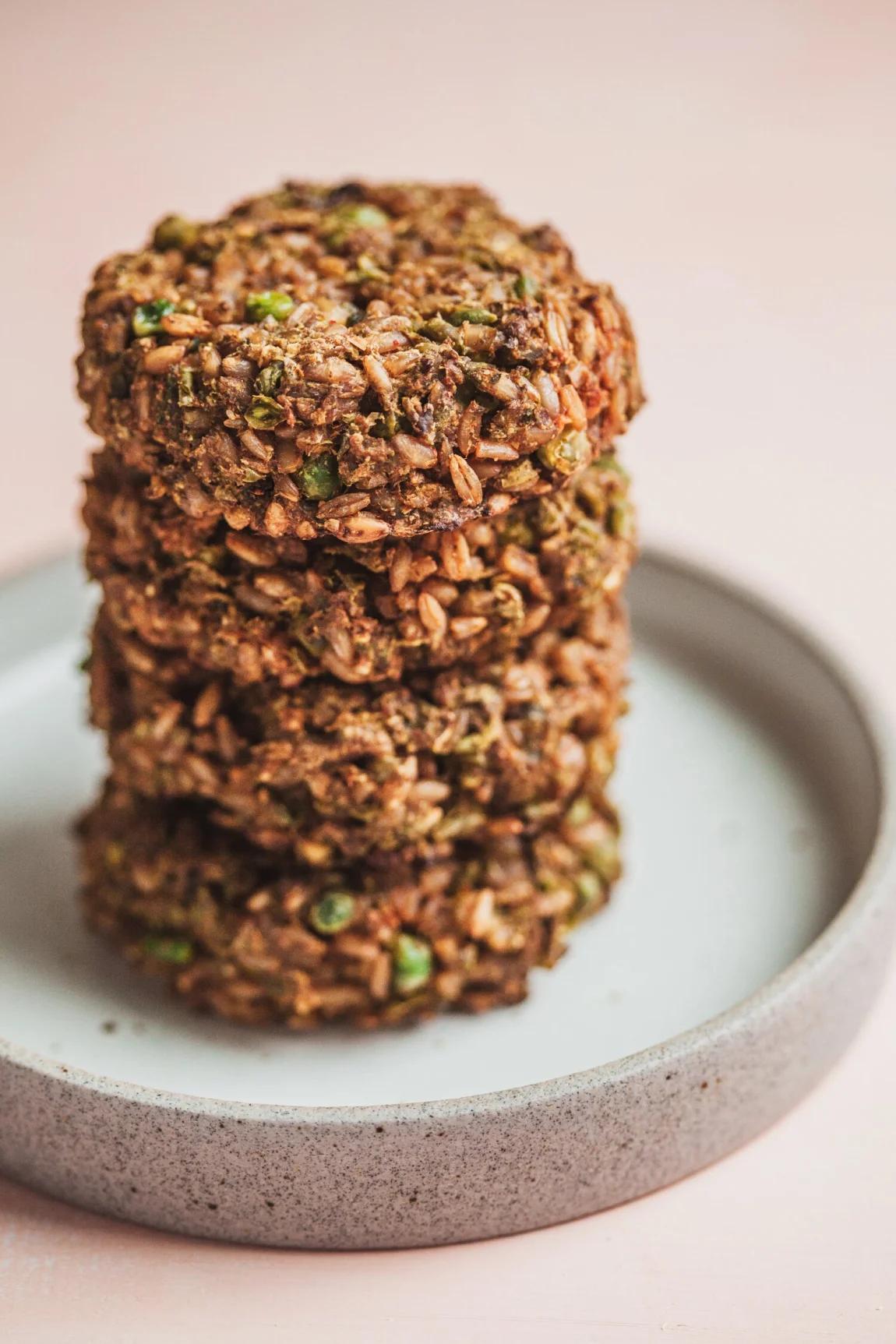 Vegan Farro and Pea Cakes - Golubka Kitchen