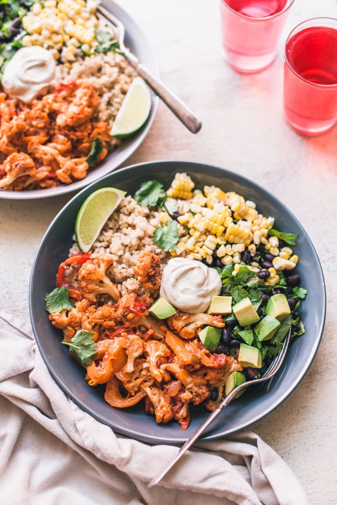 Chipotle Cauliflower Burrito Bowls - Golubka Kitchen