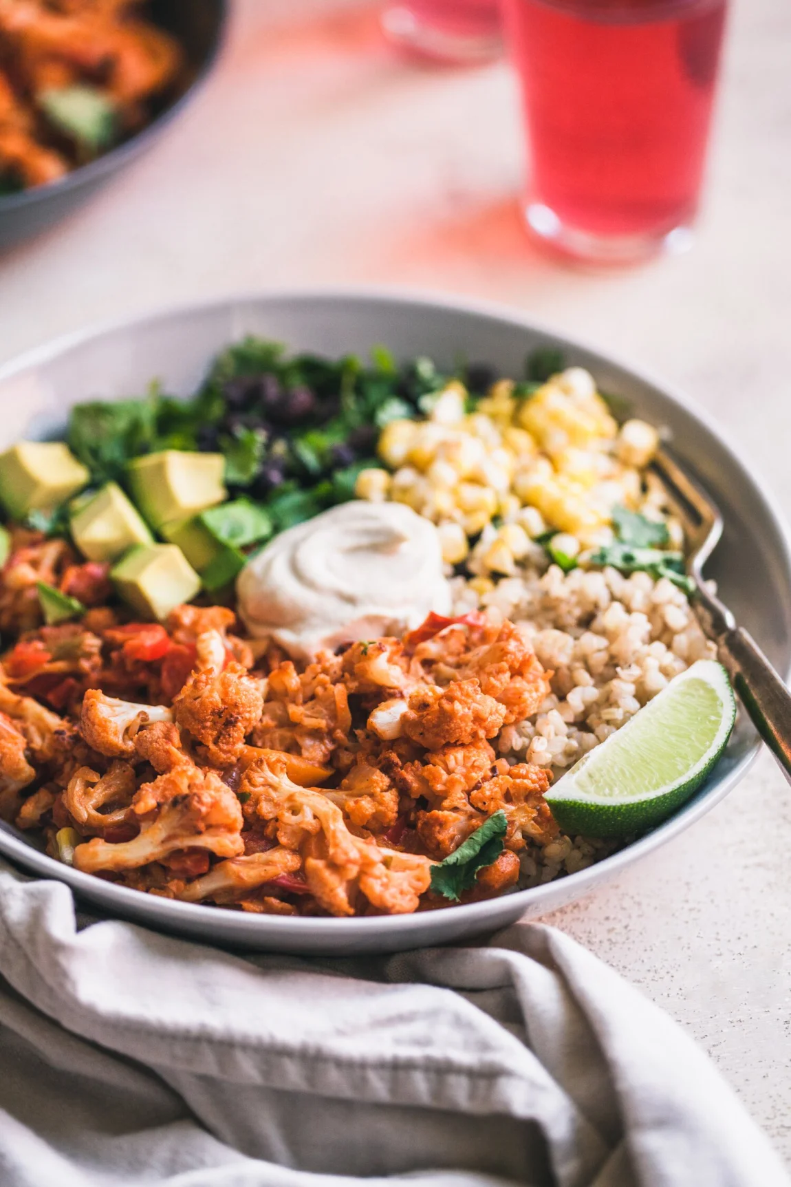Chipotle Cauliflower Burrito Bowls - Golubka Kitchen