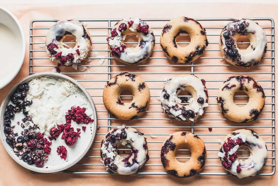Gluten-Free Lemon Blueberry Donuts with a Coconut Glaze - Golubka Kitchen
