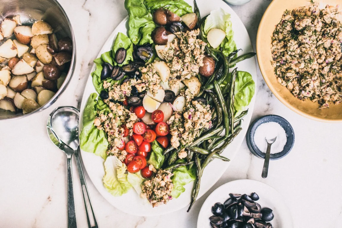 Vegan Chickpea Nicoise Salad - Golubka Kitchen