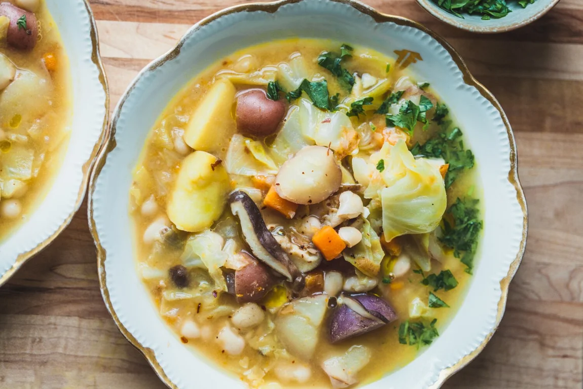 Golden Potato, Cabbage, and White Bean Stew - Abruzzo Inspired - Golubka Kitchen