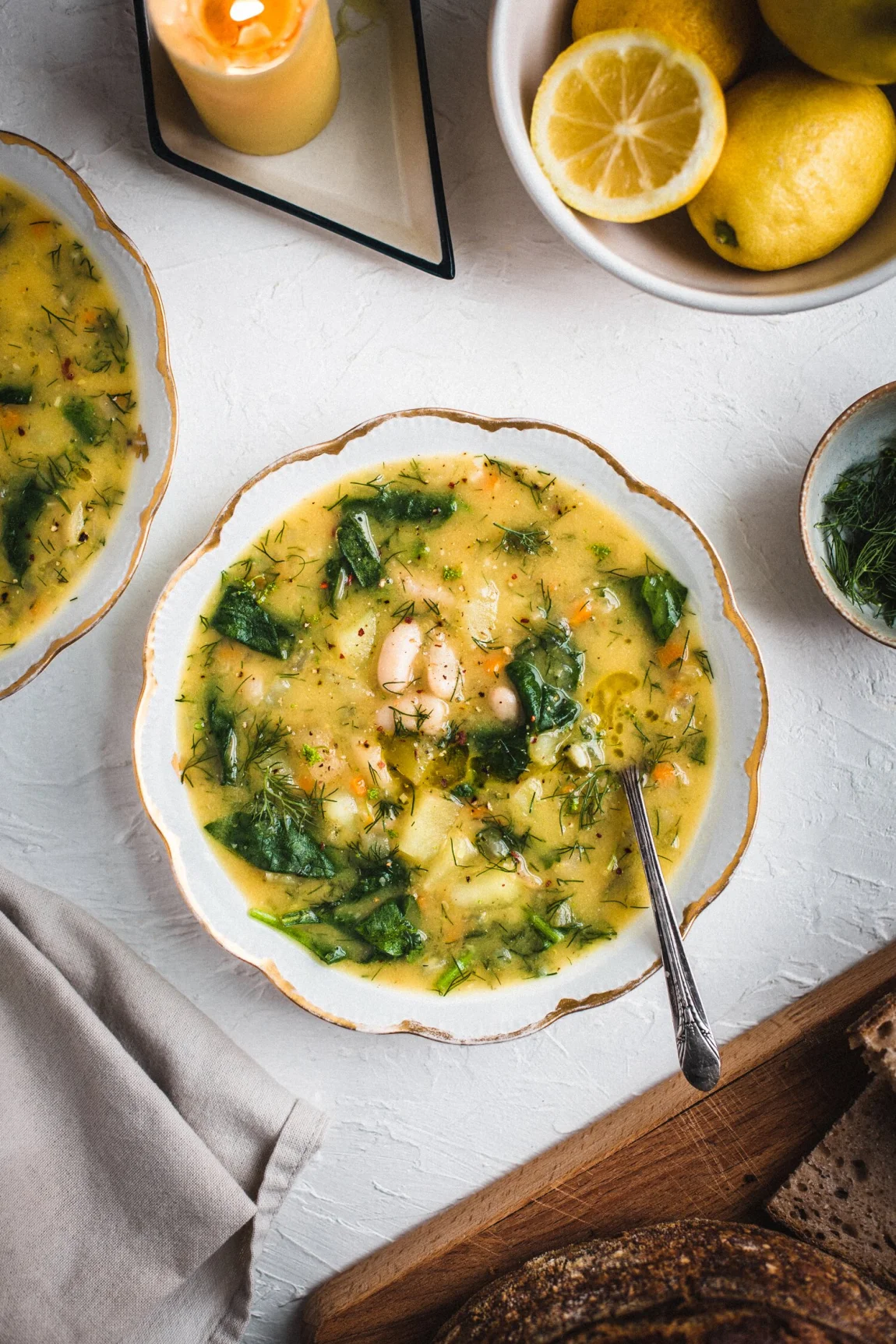 Lemon-Dill White Bean & Potato Soup - Golubka Kitchen