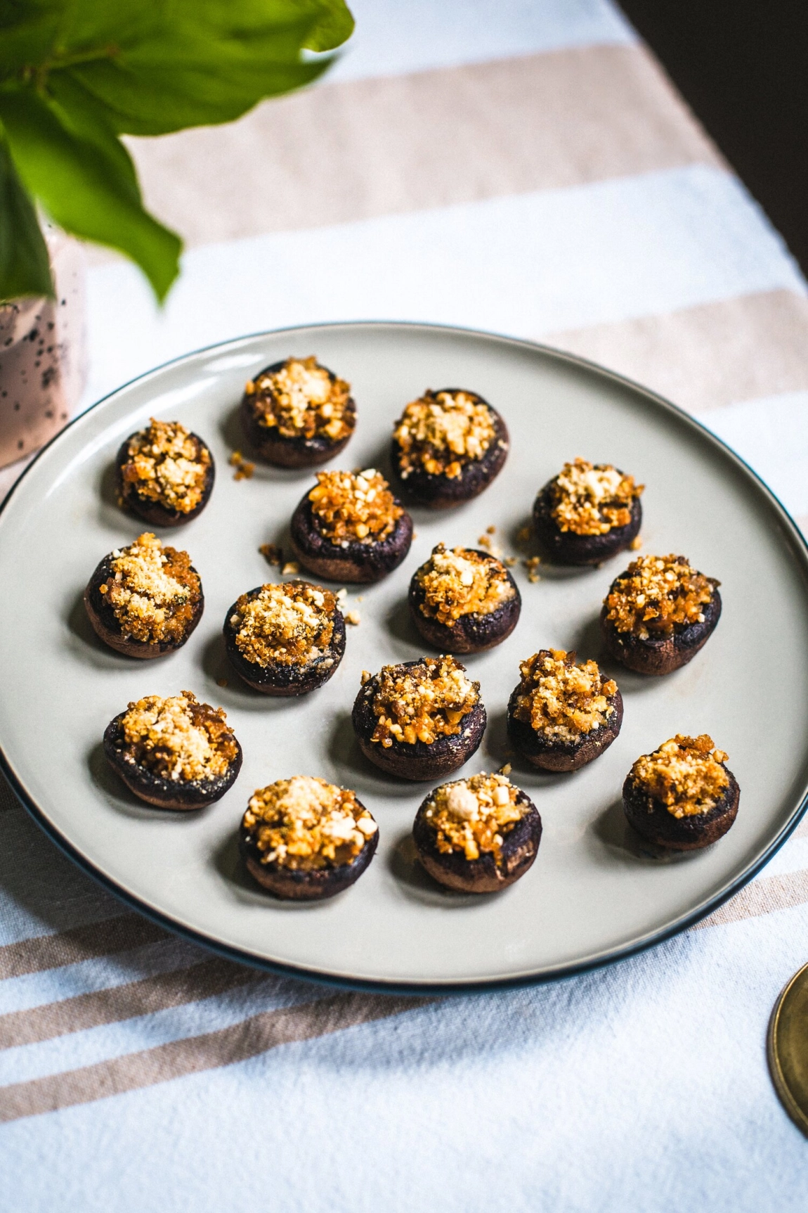 Stuffed Mushrooms with Smoky Quinoa and Cashew 'Parm' - Golubka Kitchen