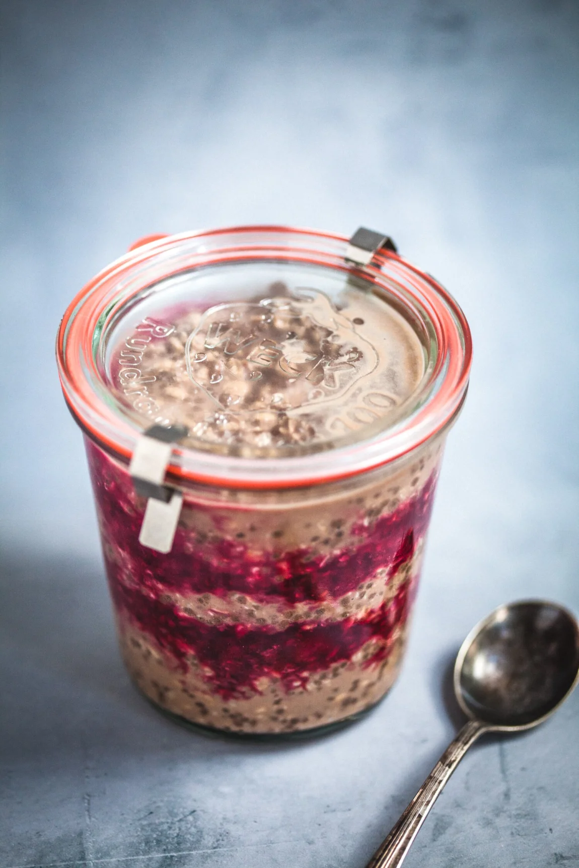 Chocolate Raspberry Overnight Oats with Hemp Milk - Golubka Kitchen