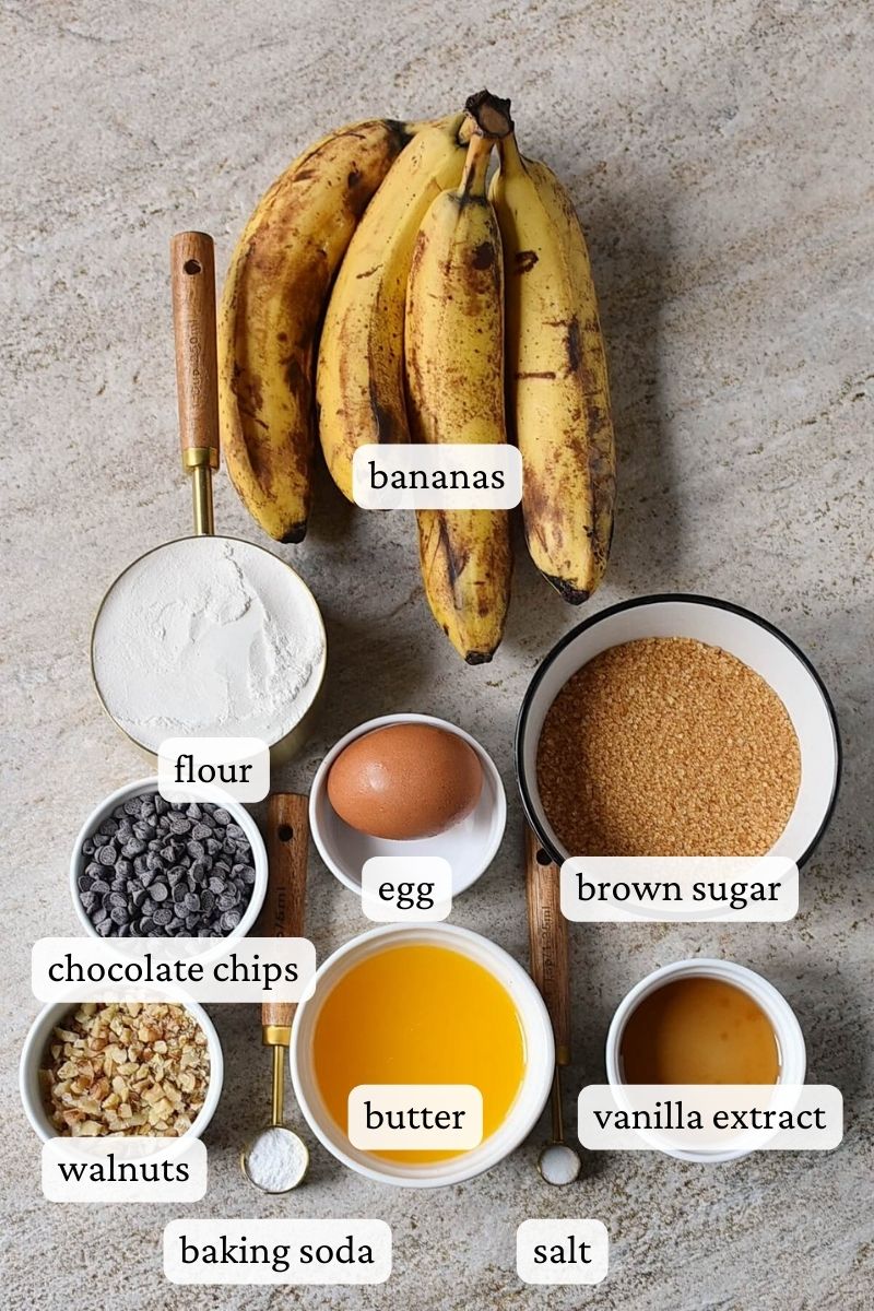 Banana Bread muffins ingredients